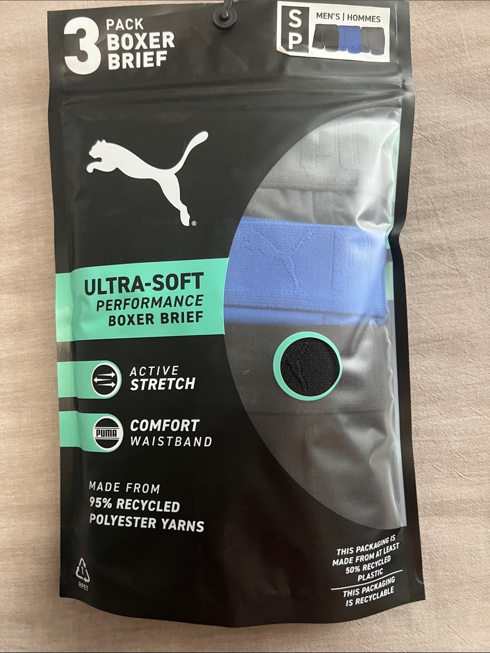 Mens Puma Ultra-Soft Performance Boxer Briefs 3 pack (942303 01) size S 28-30